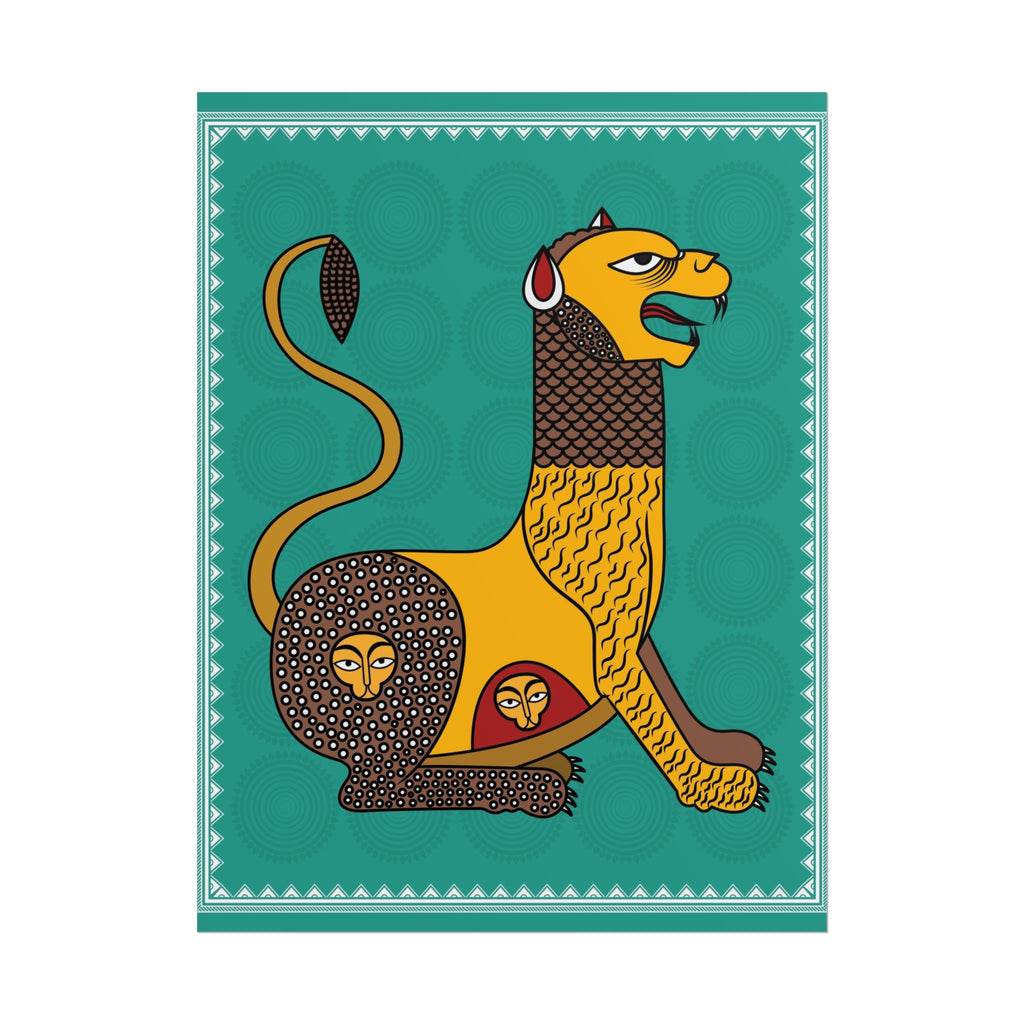 Lion Folk Art Poster Printify